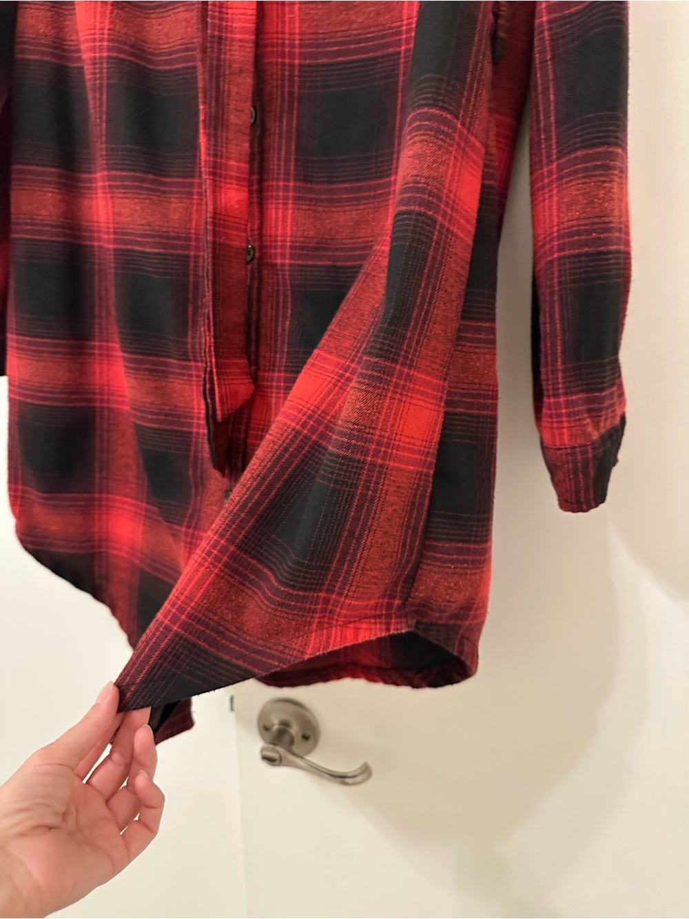 Red & Black Plaid Button-Front Women's Shirt-Dress
